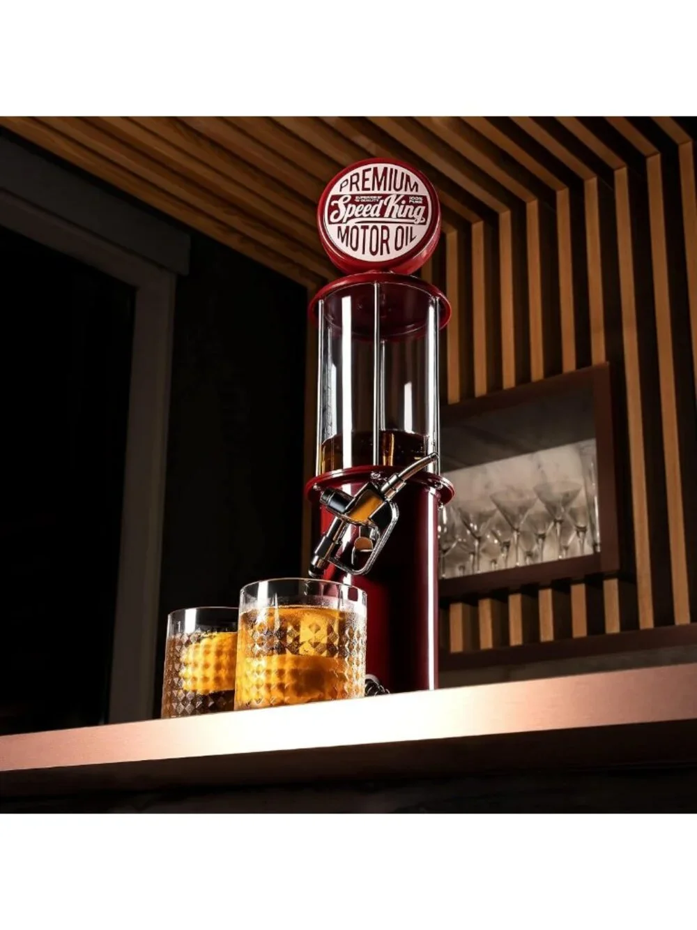 Vintage Style Pump Liquor Dispenser | 30 oz Home Bar Decanter for Cocktails
